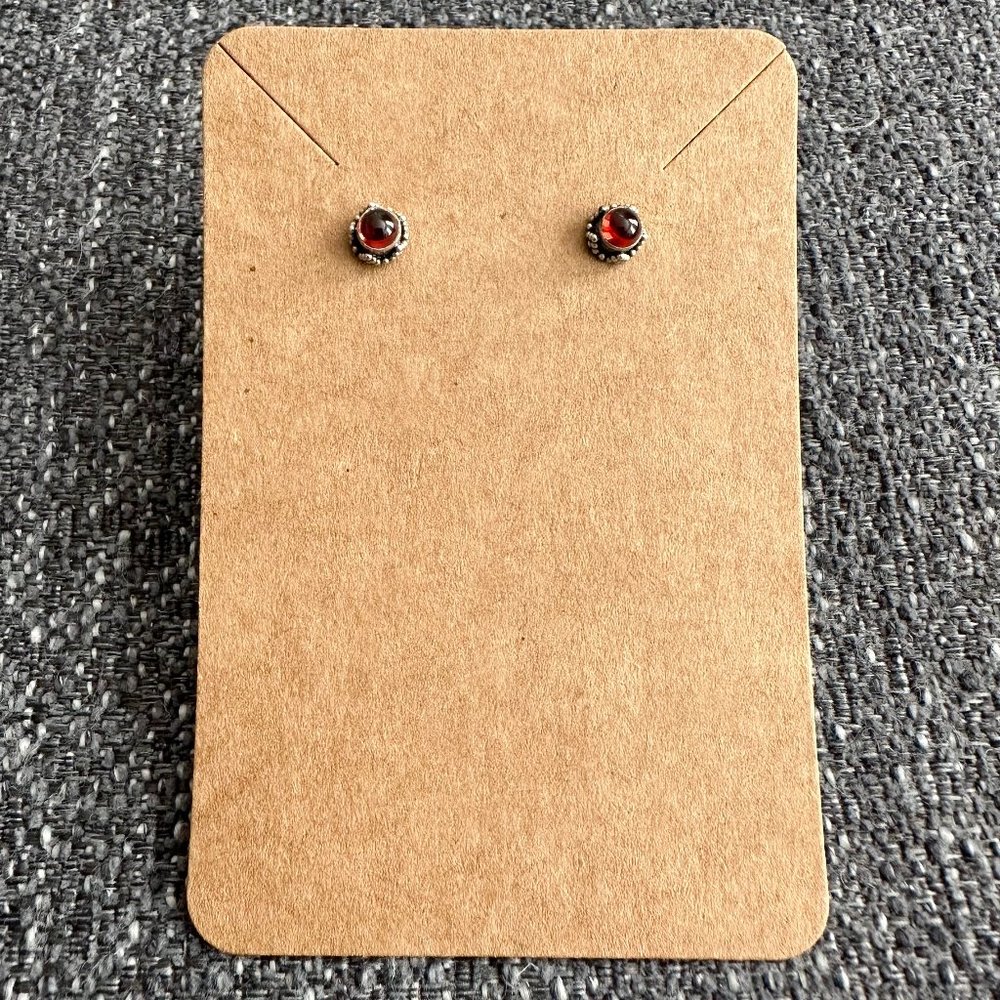 Amber Stud Earrings with Silver Details
